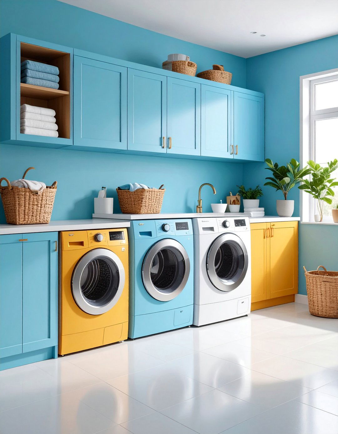Color Coordinated Laundry Closet with Design Harmony - 25 Laundry Closet Ideas