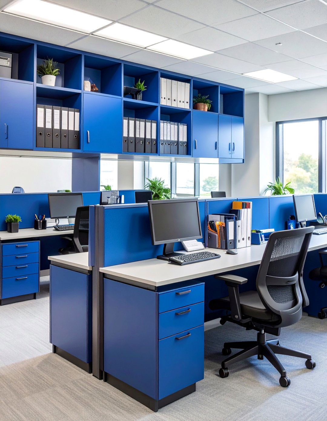 Color Coordinated Organization System - 25 Cubicle Decor Ideas