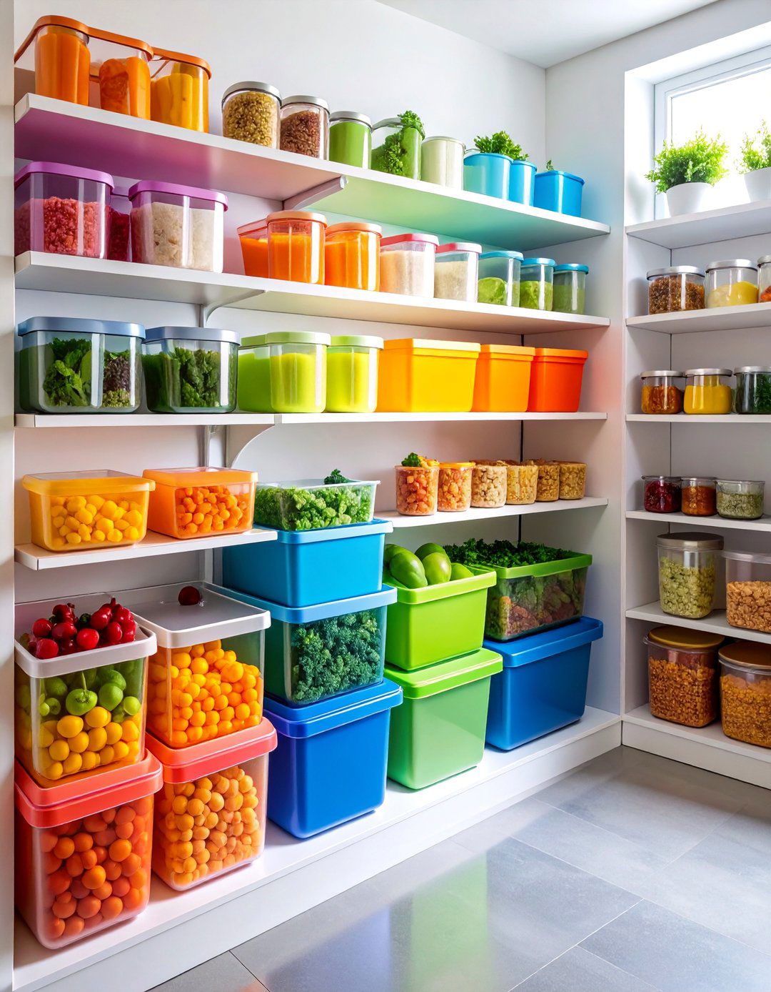 Color Coordinated Rainbow Pantry Organization - 25 Walk in Pantry Ideas