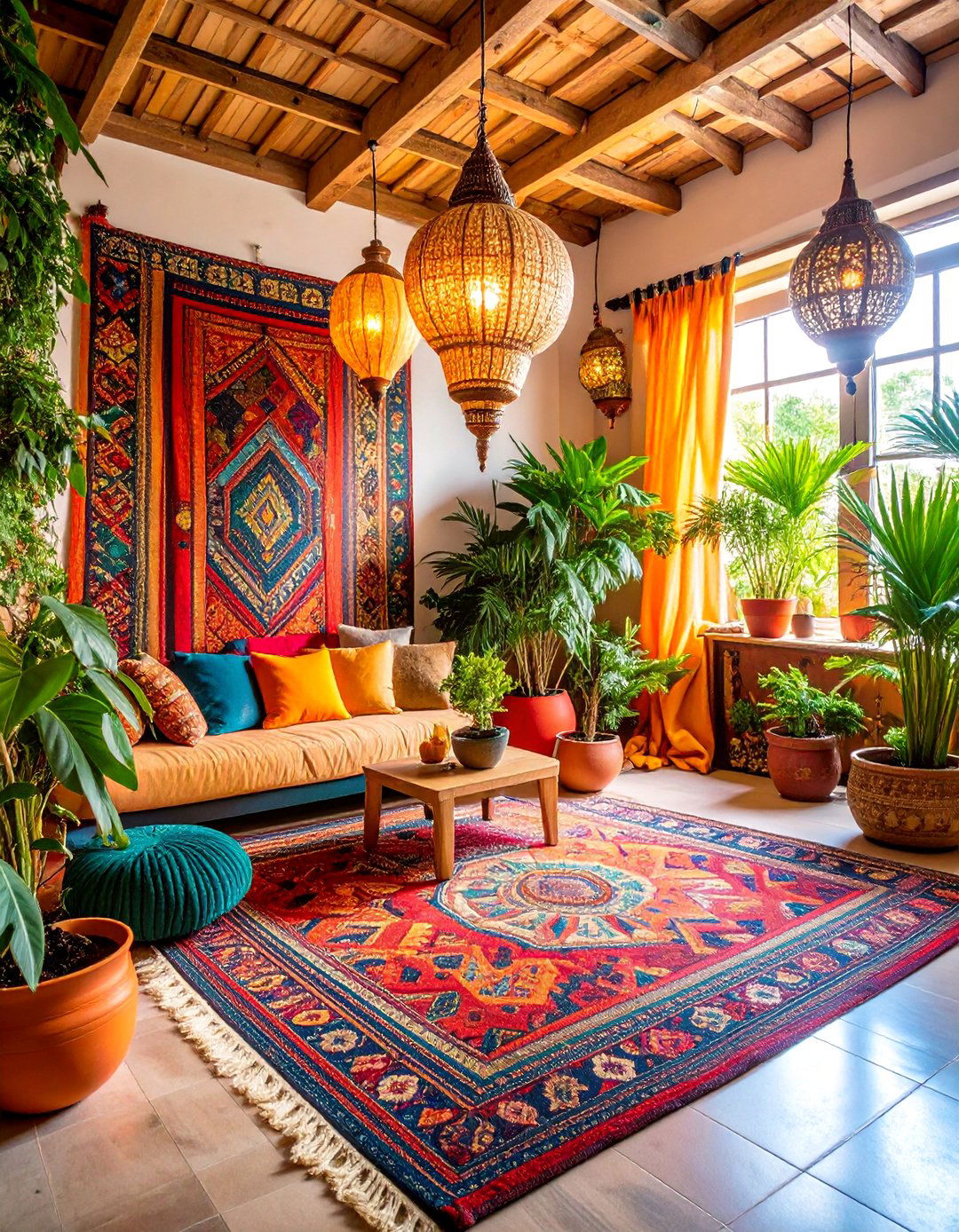 Color Drenched Bohemian Plant Room - 25 Plant Room Ideas