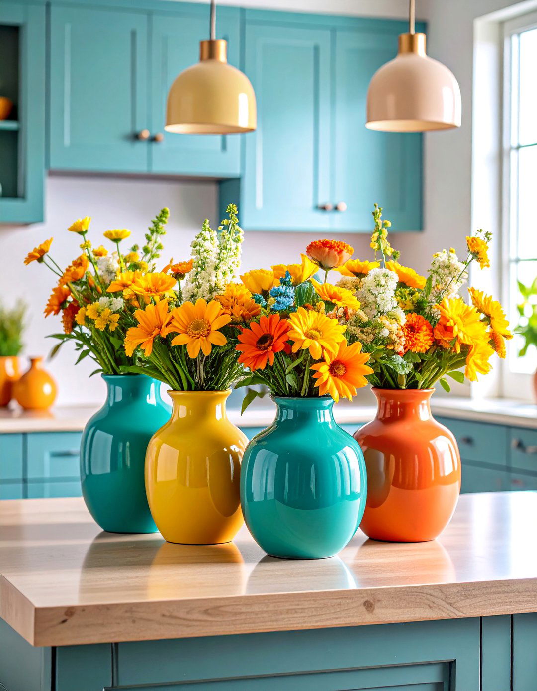 Color Pop Ceramic Kitchen Island Centerpiece - 25 Kitchen Island Centerpiece Ideas