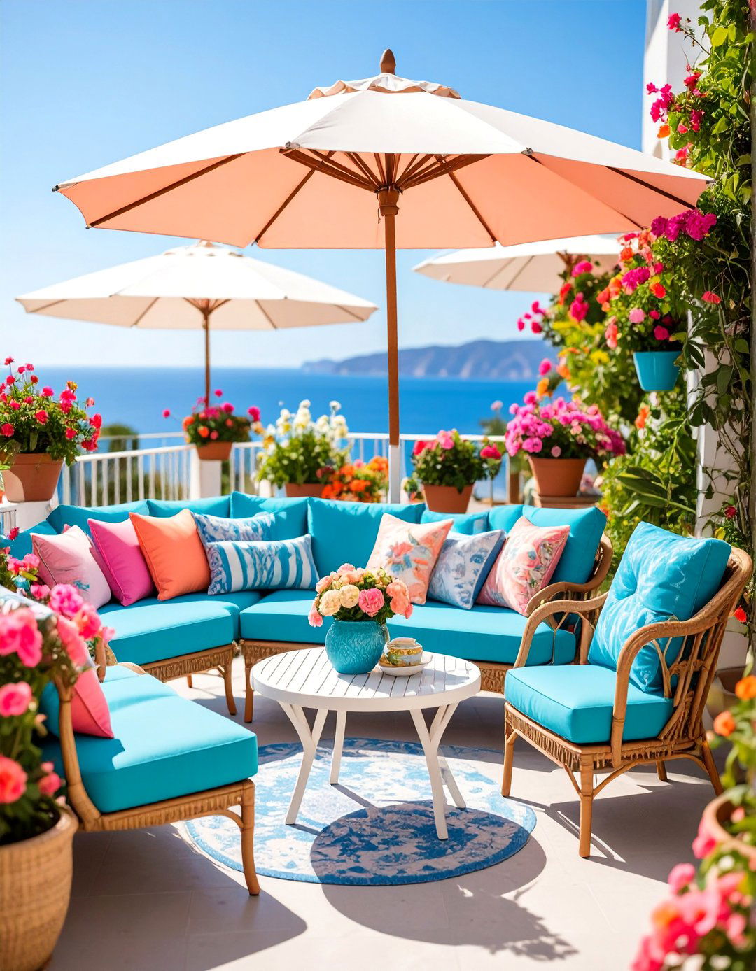 Color Pop Vibrancy with Bold Accents - 25 Balcony Deck Ideas