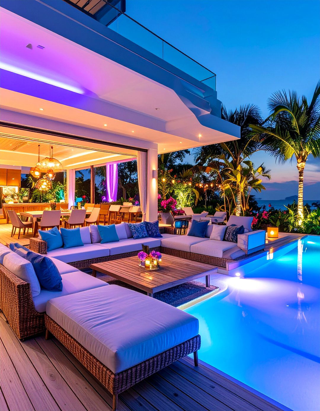 Color Themed Zone Lighting - 25 Deck Lighting Ideas