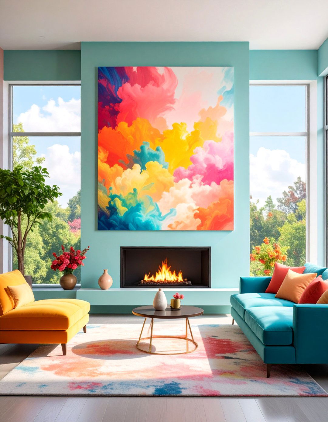Color Washed Fireplace with Textured Depth - 25 Fireplace Paint Ideas