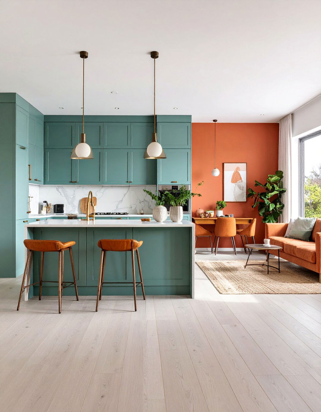 Color Zoned Open Plan with Bold Accent Walls - 25 Open Kitchen Living Room Ideas