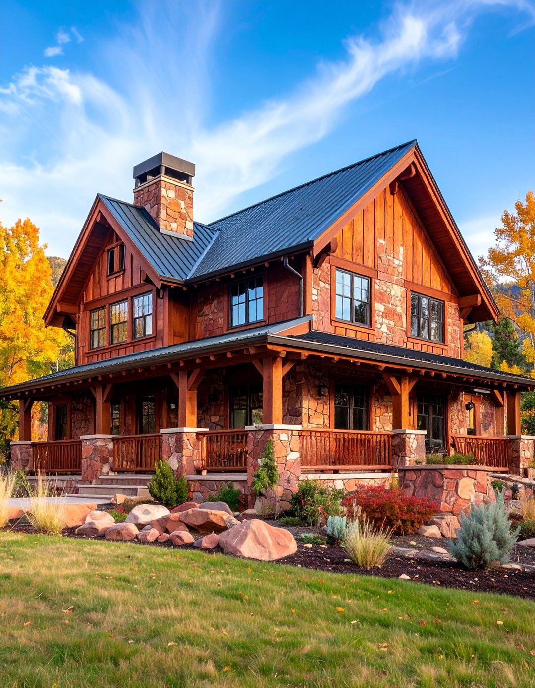 Colorado Red Flagstone Rustic Lodge Style - 25 Types of Exterior House Stone