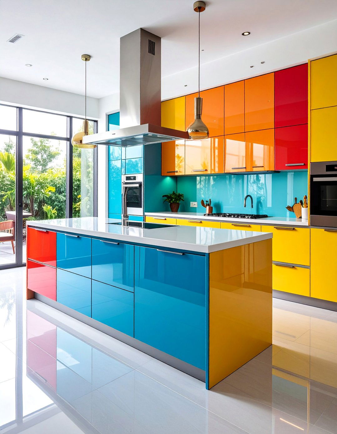 Colored Glass Accent Cabinet Elements - 25 Modern Style Glass Kitchen Cabinets