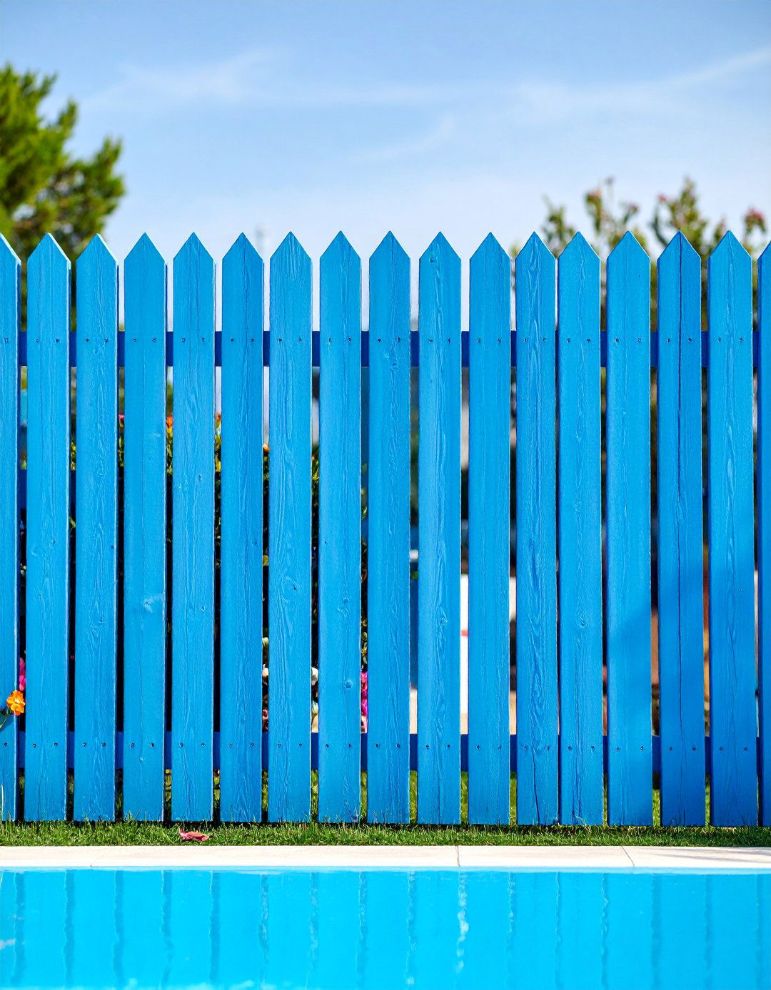 Colored Painted Wood Fence - 25 Pool Fence Ideas