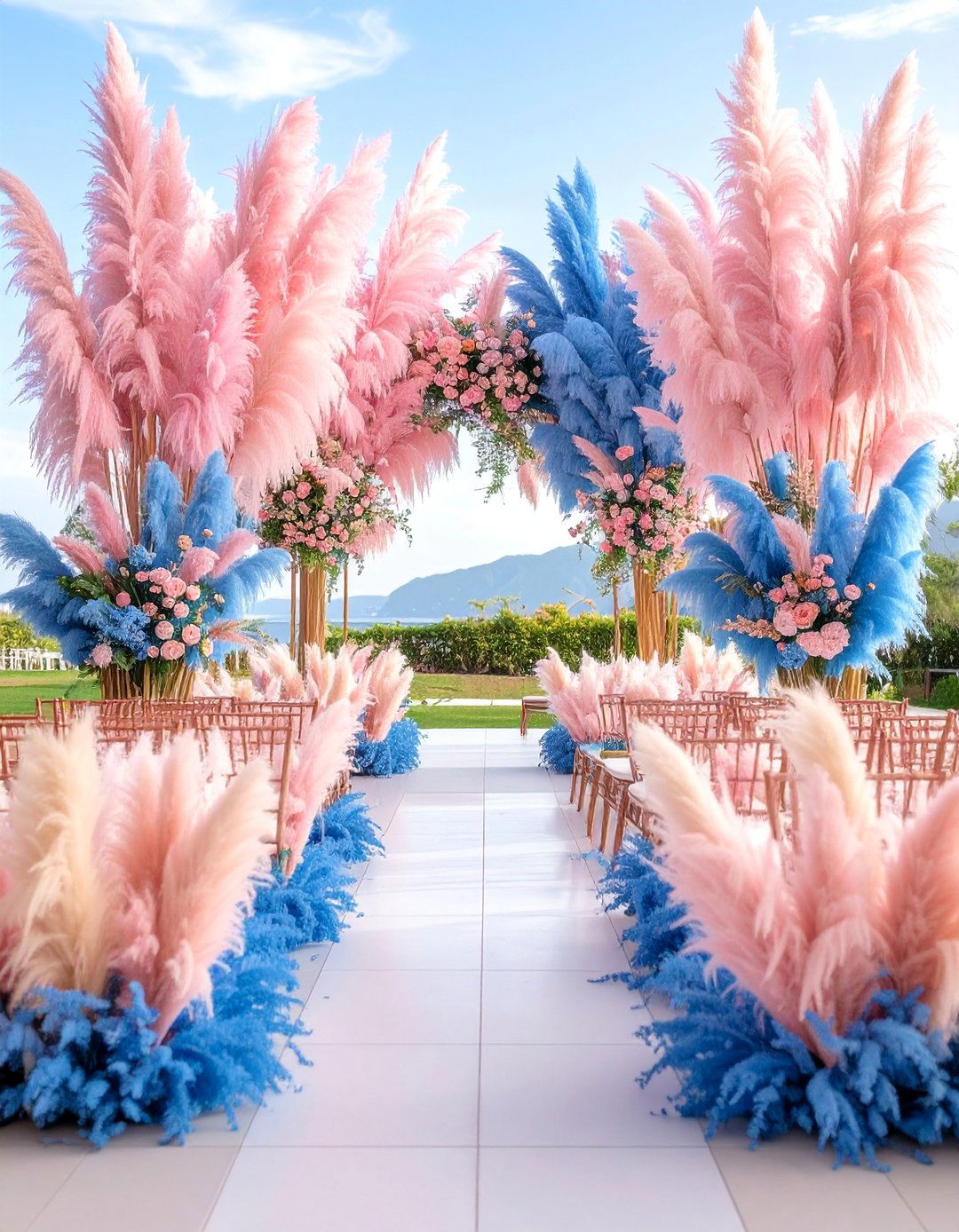Colored Pampas Grass Design - 25 Pampas Grass Wedding Decor Ideas