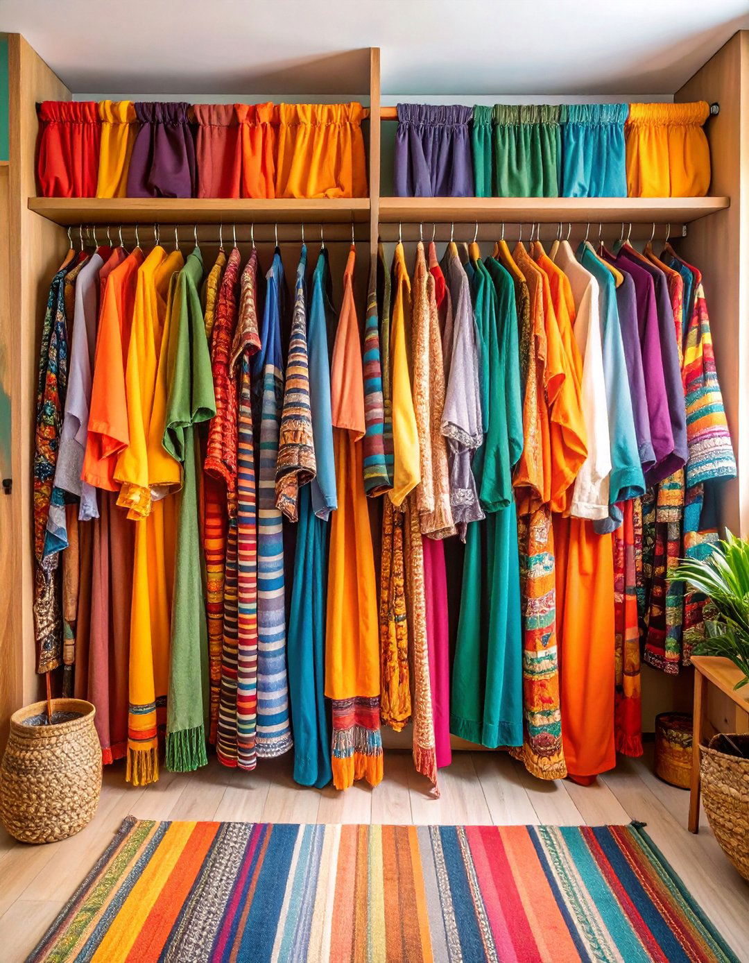 Colorful Boho Stripe Closet Curtains - 25 closet curtain ideas