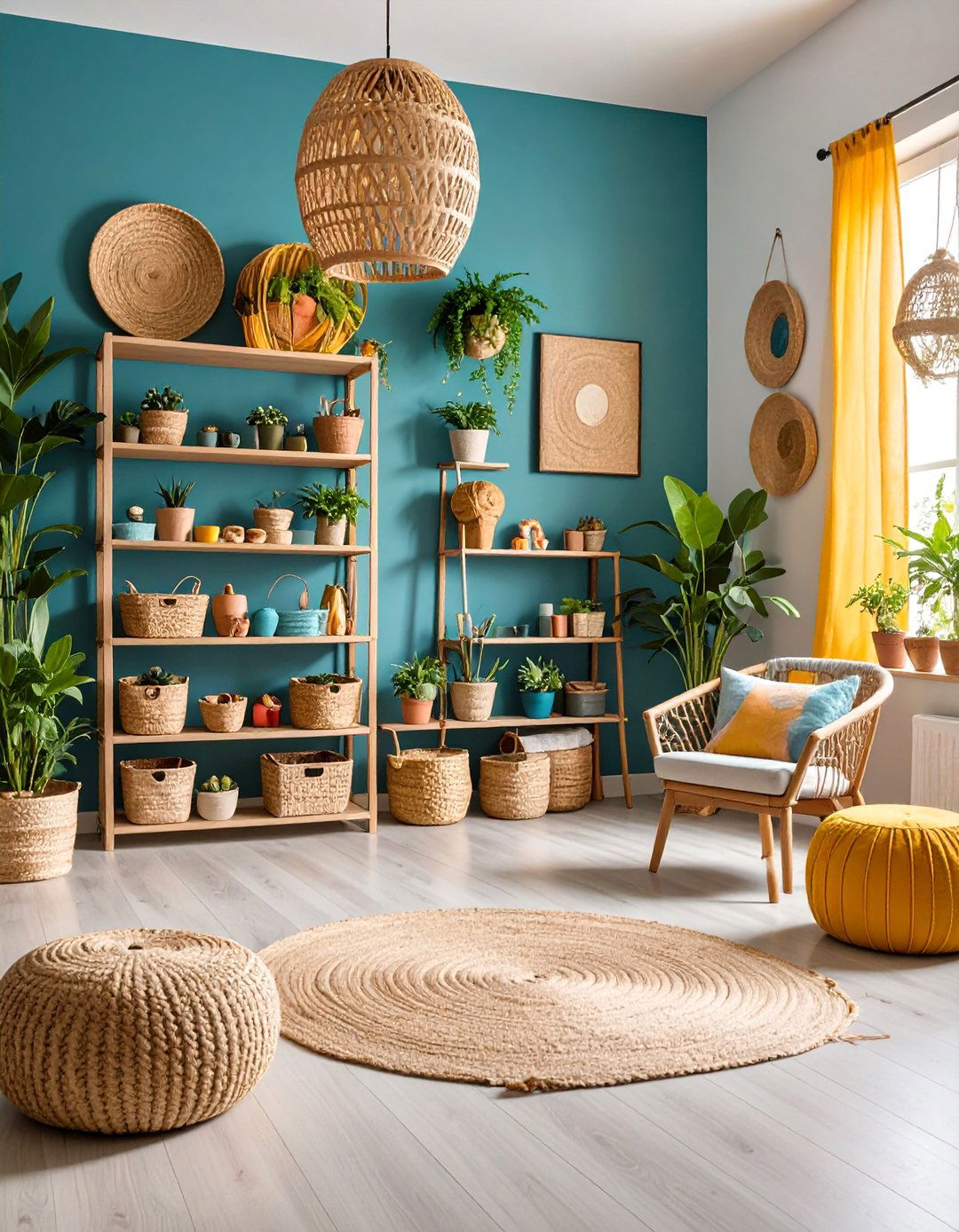 Colorful Craft Room with Organized Creative Storage - 25 Colorful Boho Decor Ideas