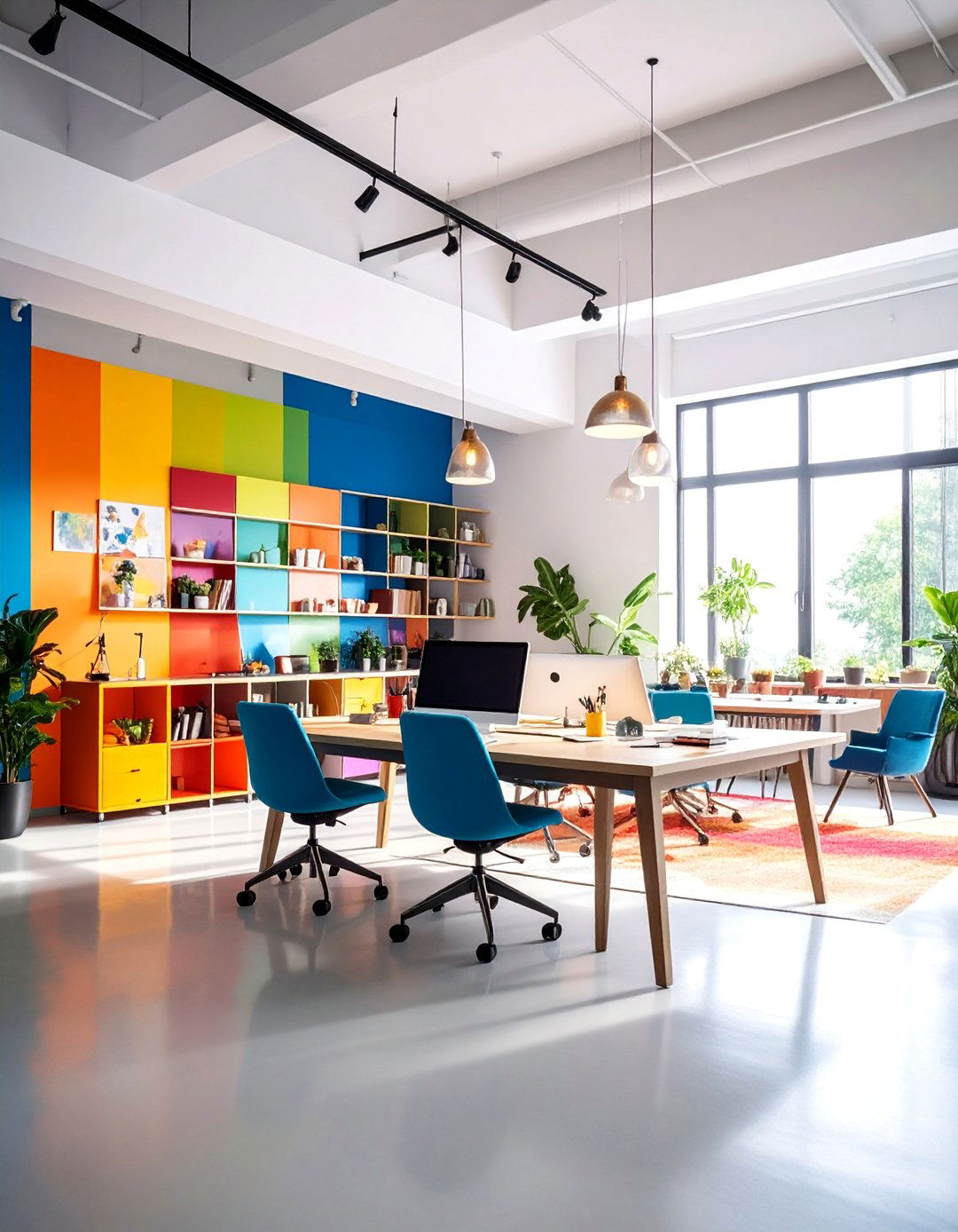 Colorful Creative Workspace with Artistic Flair - 25 Home Office Background Ideas