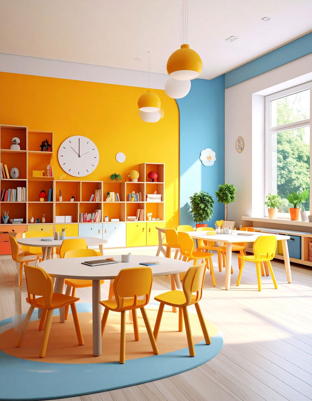Colorful Kids Study Room with Learning Zones - 25 Study Room Ideas