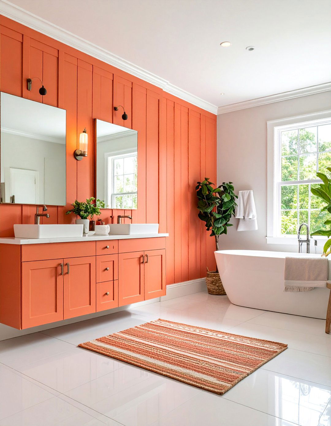 Colorful Painted Beadboard Expression - 25 Beadboard Bathroom Ideas
