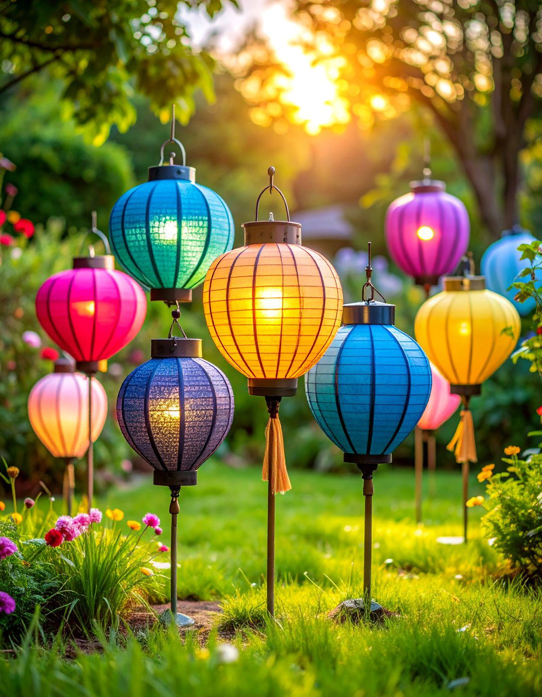 Colorful Solar Lanterns for Festival Garden Atmosphere - 25 Garden Lighting Ideas