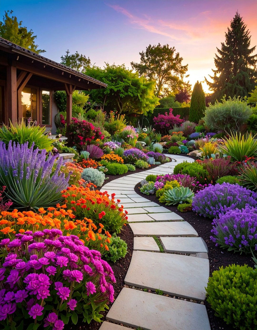 Colorful Succulent Rainbow Garden Border - 25 Succulent Garden Ideas