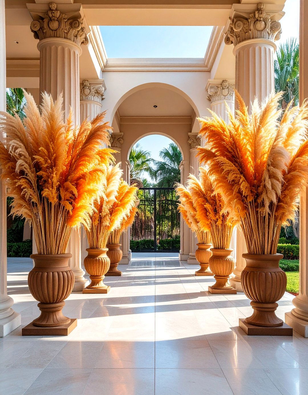 Column Entrance Decorations - 25 Pampas Grass Wedding Decor Ideas