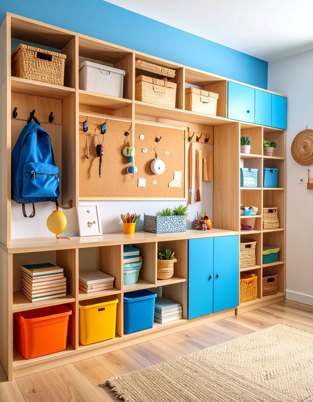 Command Center with Message Board and Storage - 25 Mudroom Storage Ideas