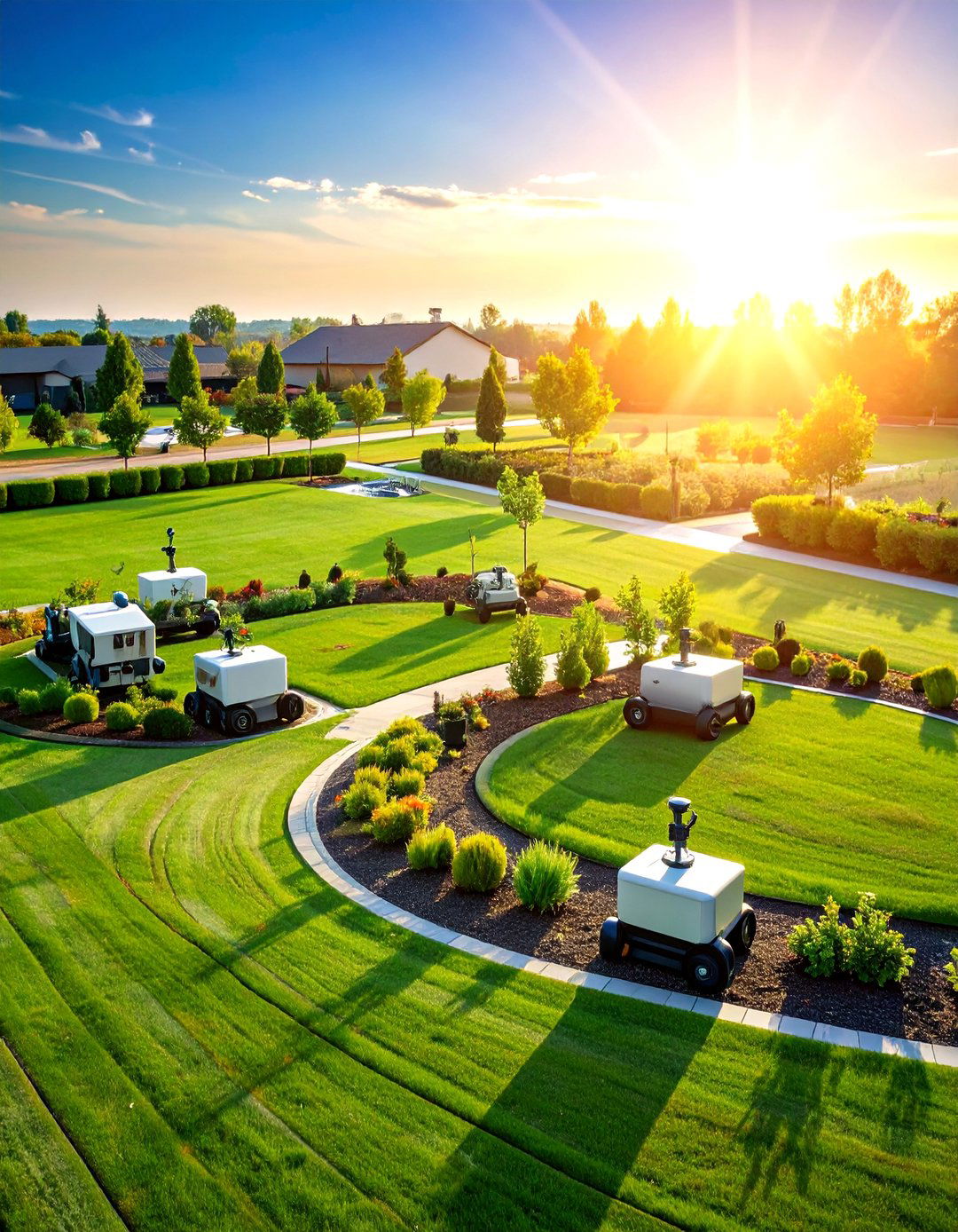 Commercial AI Landscape with Automated Maintenance Operations - 25 AI Landscape Design Ideas