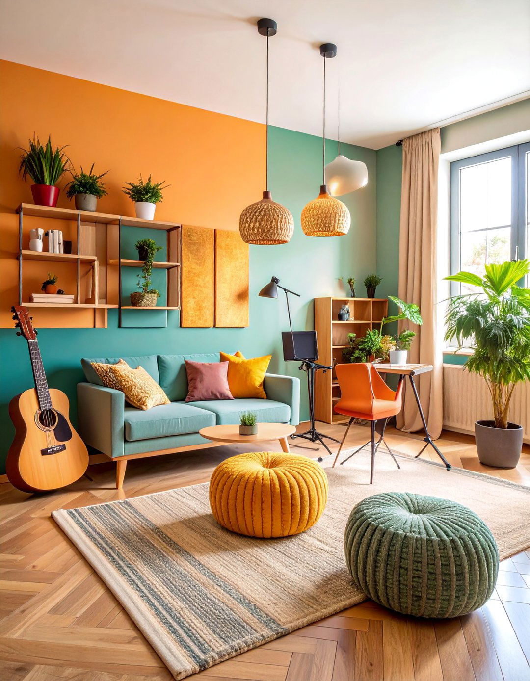 Compact Apartment Music Nook with Space Saving Solutions - 25 Music Room Ideas