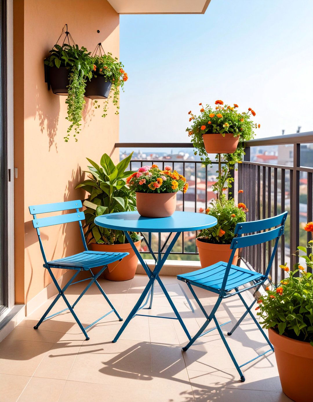 Compact Balcony Bistro with Folding Features - 25 Outdoor Dining Area Ideas