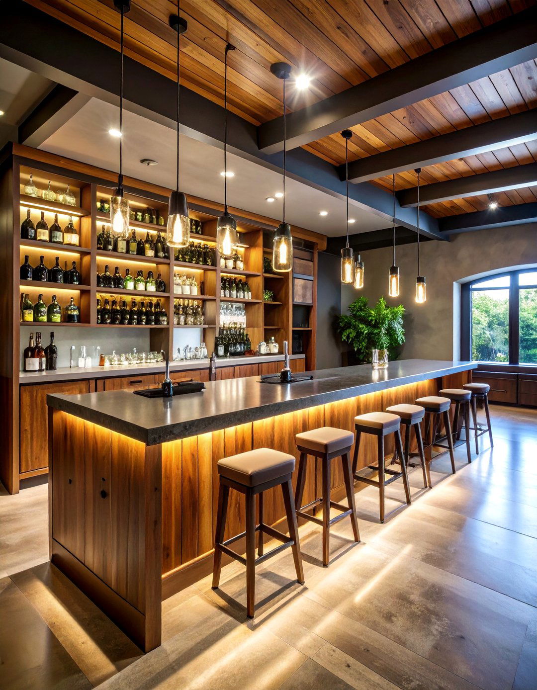 Compact Bar Setup with Wine Refrigeration - 25 Basement Furniture Ideas