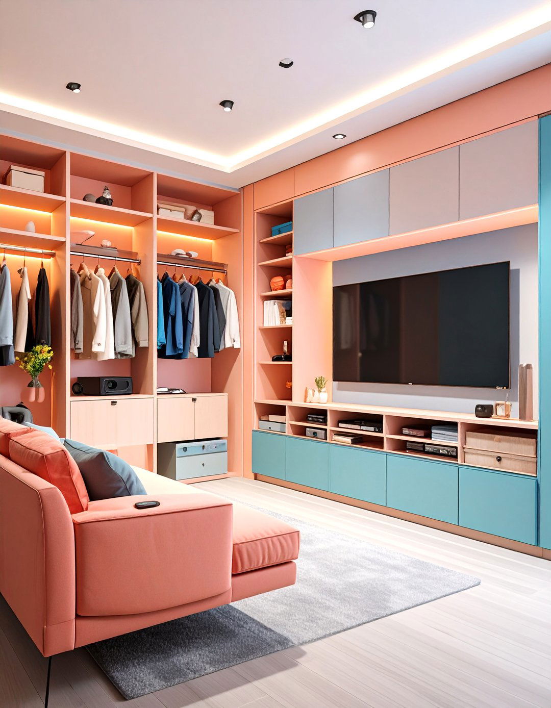Compact Closet Theater with Space Saving Design - 25 Home Theater Ideas