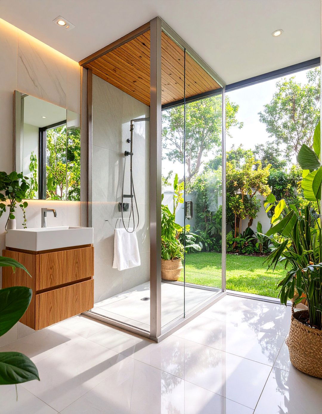Compact Corner Double Shower Layout - 25 Double Shower Ideas