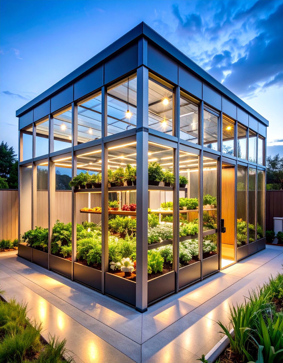 Compact Corner Greenhouse with Vertical Growing Systems - 25 Corner Greenhouse Ideas
