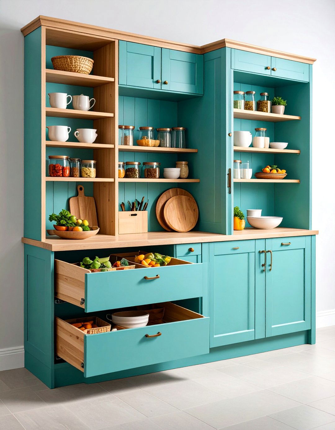 Compact Corner Pantry Cabinet with Lazy Susan System - 25 Corner Pantry Ideas