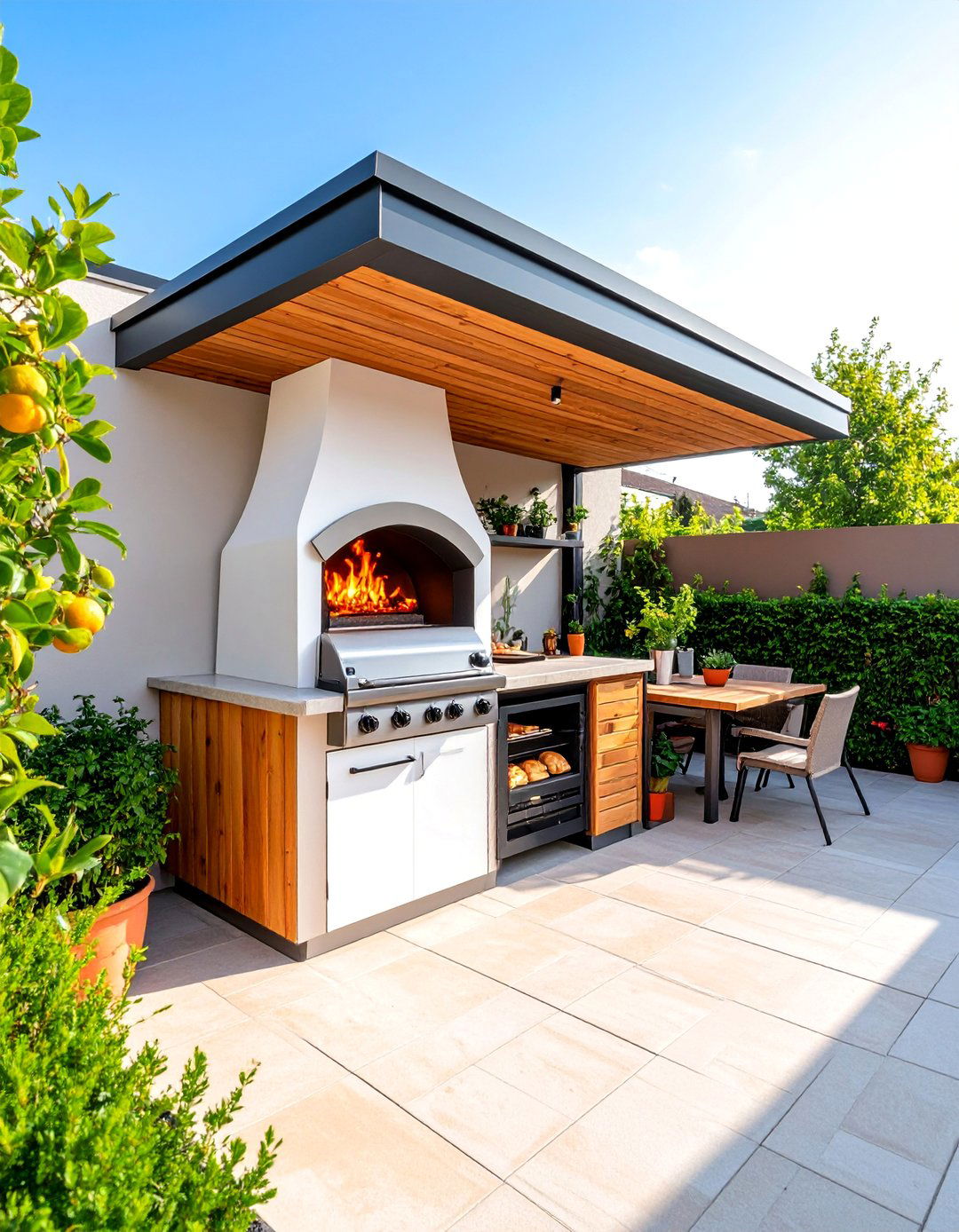 Compact Corner Pizza Station - 25 Small Outdoor Kitchen Ideas