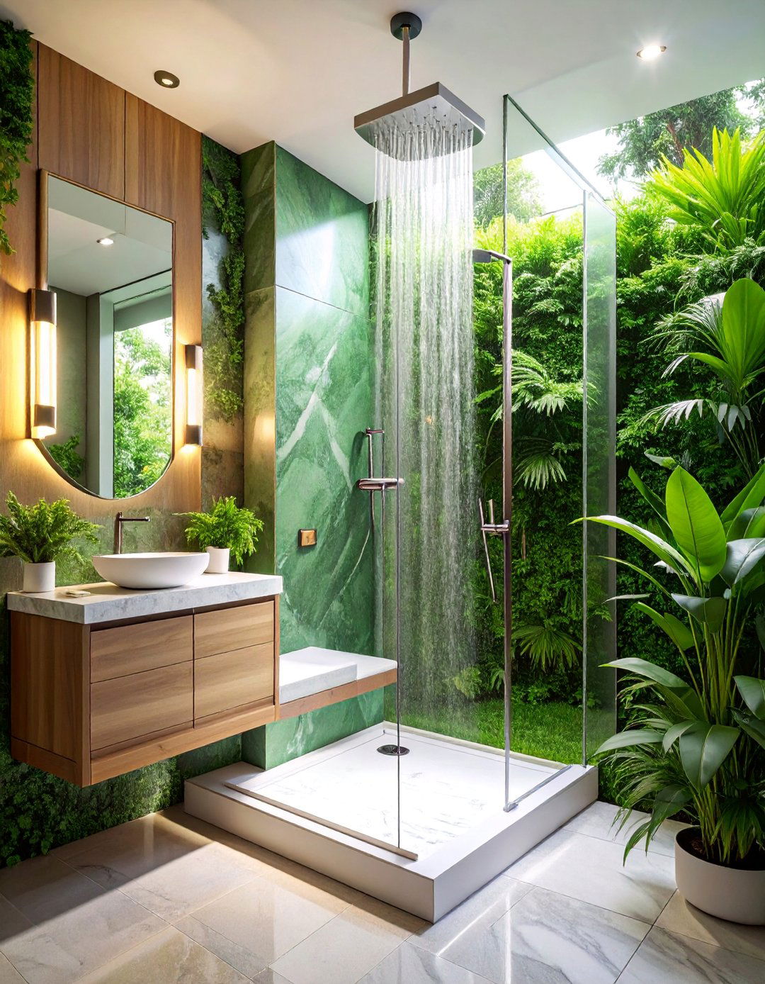 Compact Corner Shower with Built In Seating - 25 Small Shower Ideas
