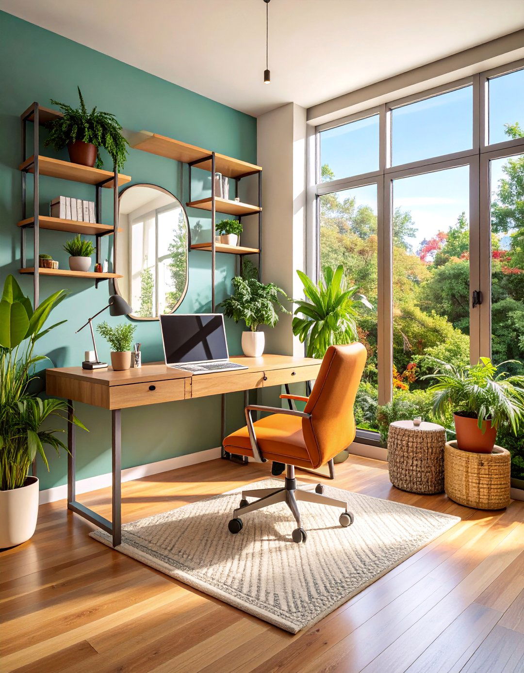 Compact Corner Sunroom Office with Space Saving Solutions - 25 Sunroom Office Ideas