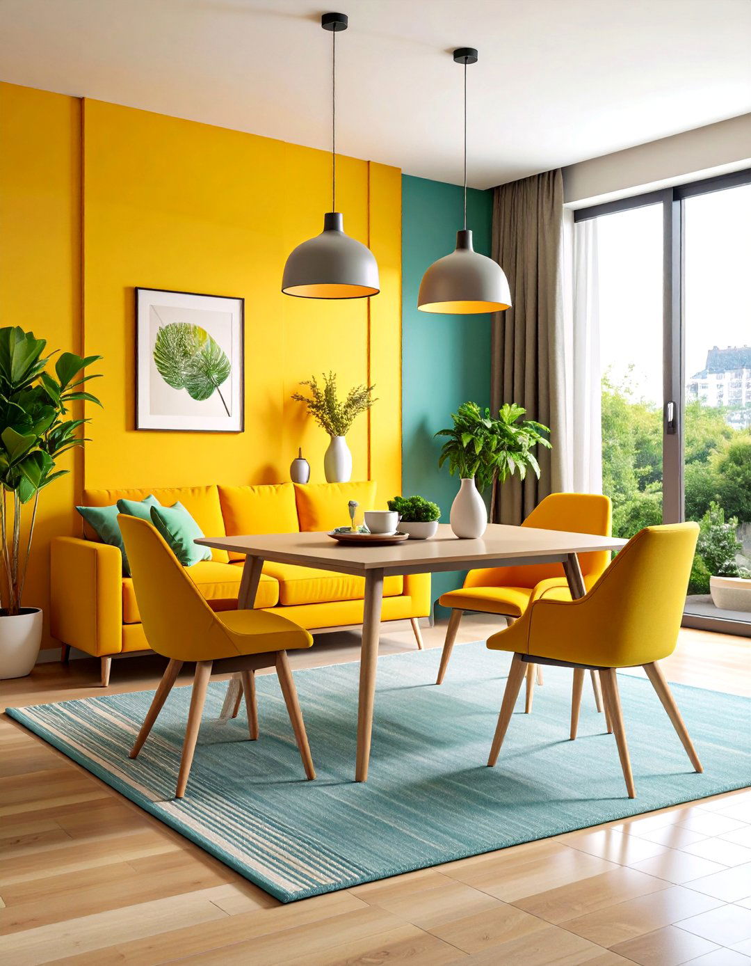 Compact Dining Integration Living Room with Space Sharing Design - 25 Small Living Room Ideas