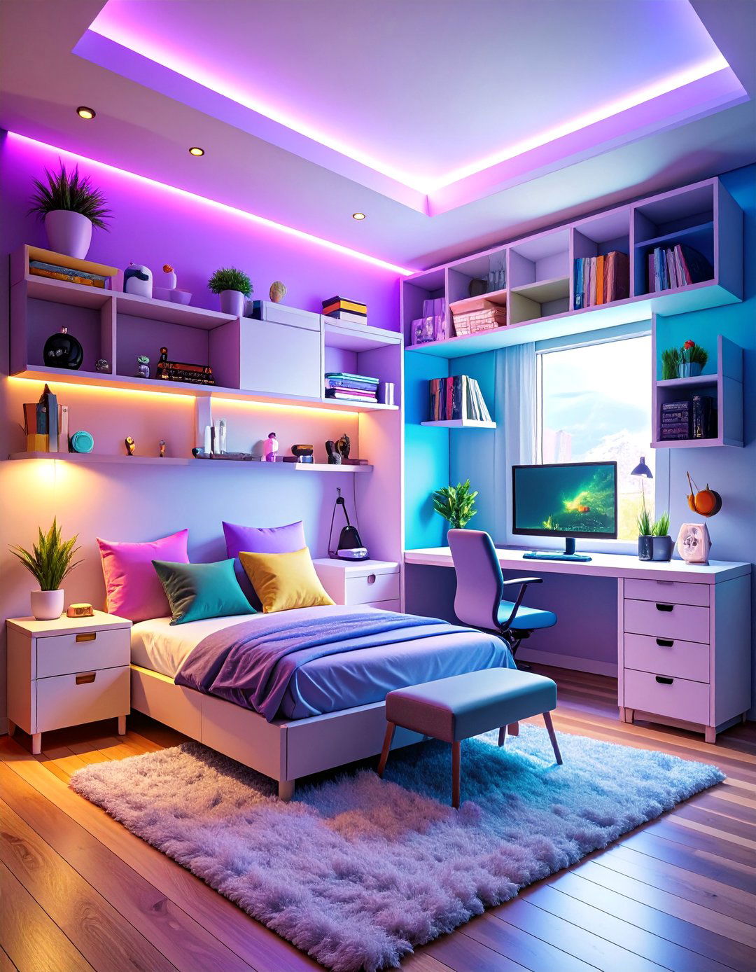 Compact Gaming Bedroom with Space Saving Modular Furniture - 25 Gaming Bedroom Ideas