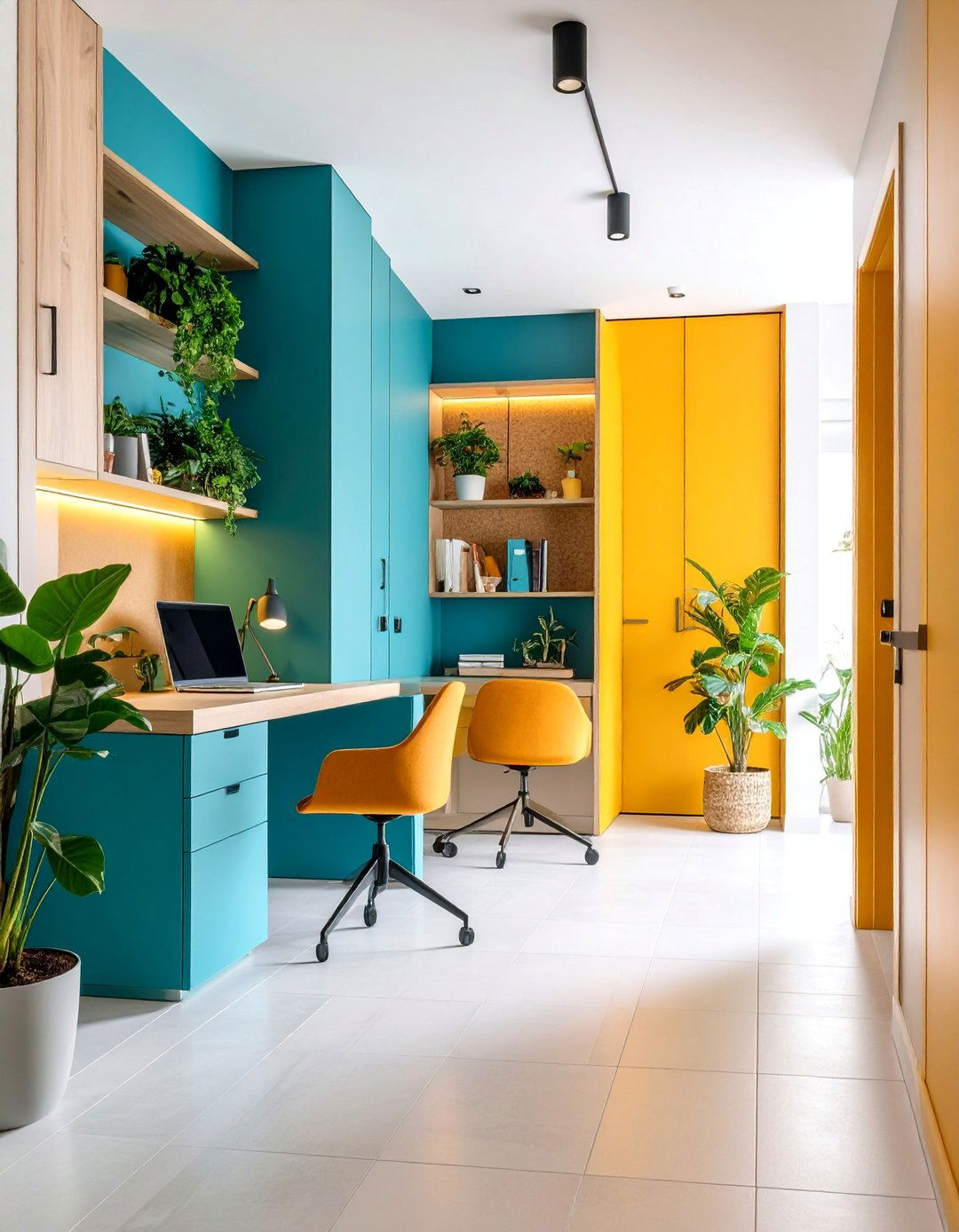 Compact Home Office Hallway with Multi Functional Design - 25 Narrow Hallway Ideas