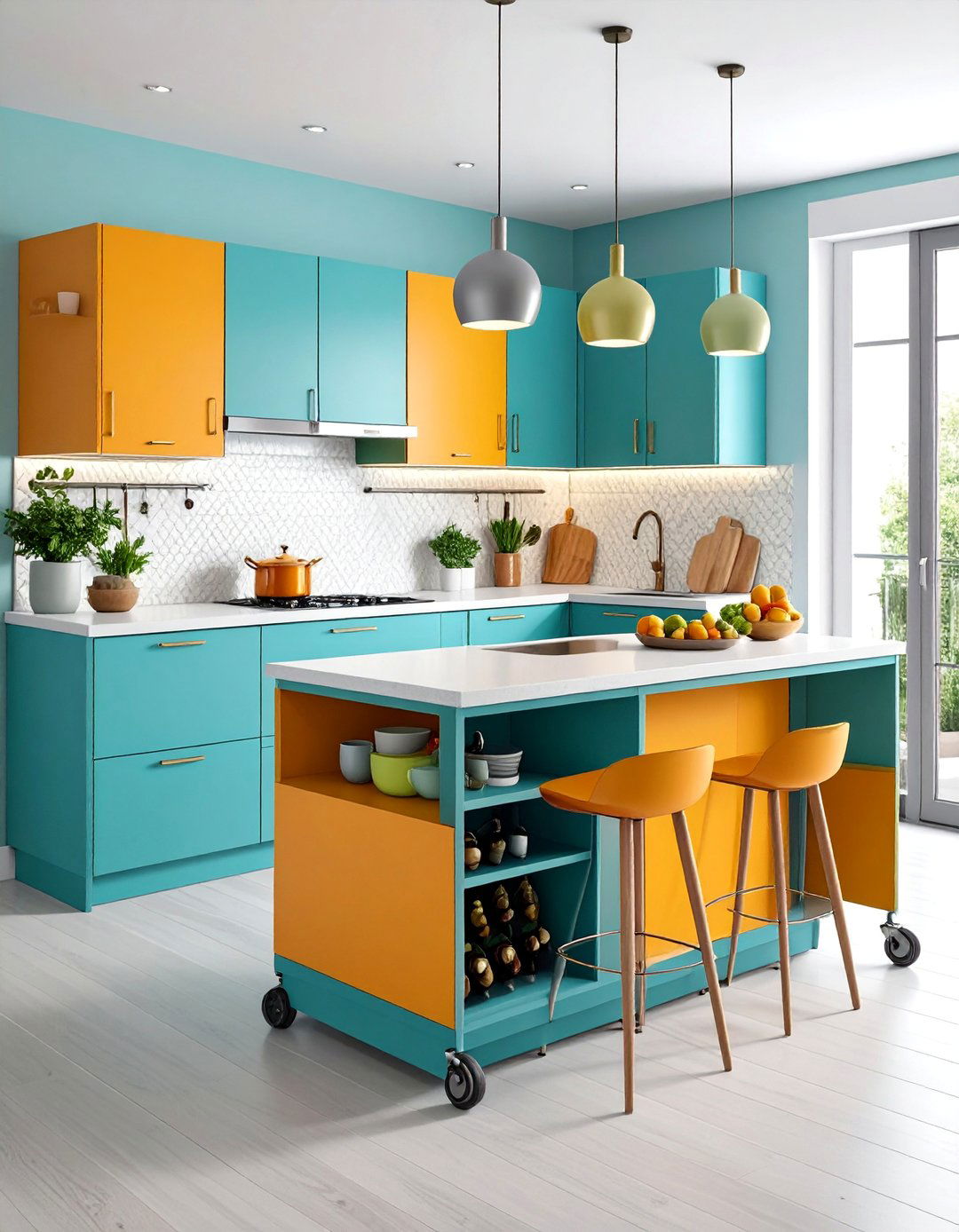 Compact Kitchen Island with Multi Level Storage - 25 small apartment decorating ideas