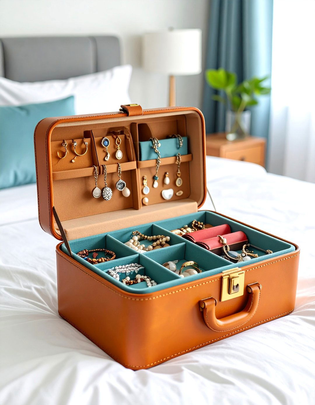 Compact Travel Jewelry Case with Secure Compartments - 25 Jewelry Storage Ideas