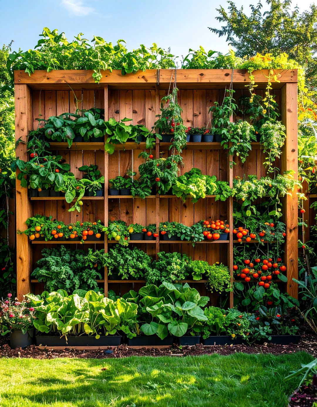 Compact Vegetable Production Wall - 25 Vertical Pallet Garden Ideas