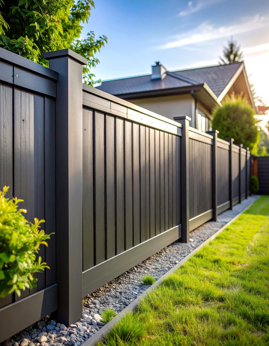 Composite Board on Board in Charcoal Gray - 25 Board on Board Fence Ideas