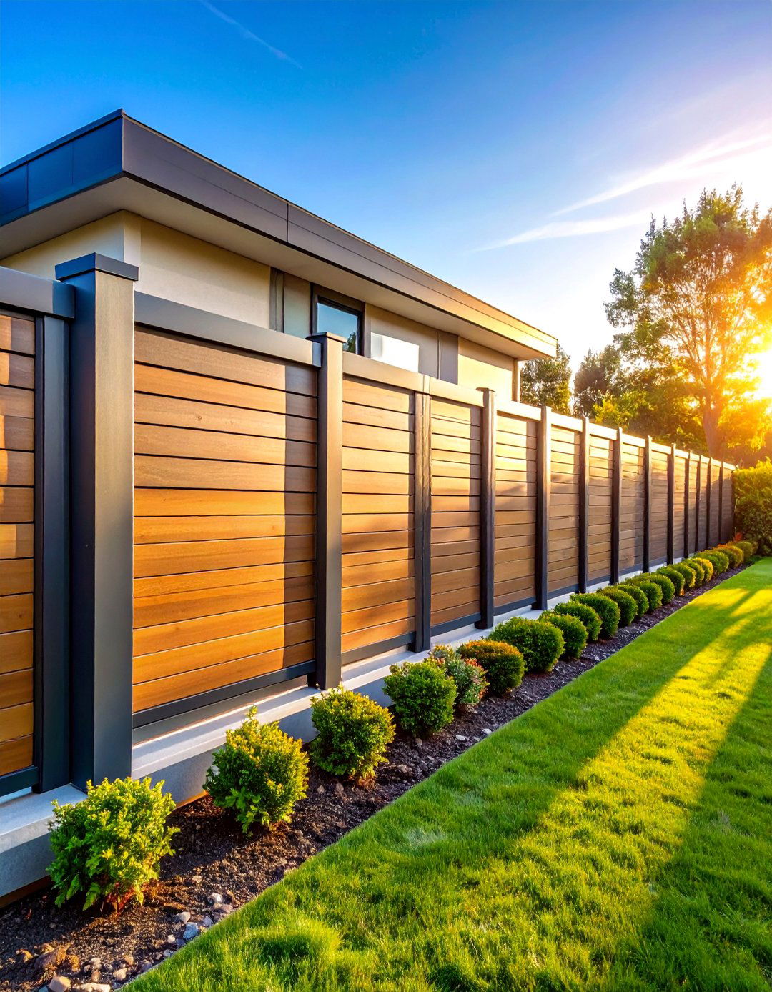 Composite Corner Fence with Mixed Materials - 25 Corner Fence Ideas
