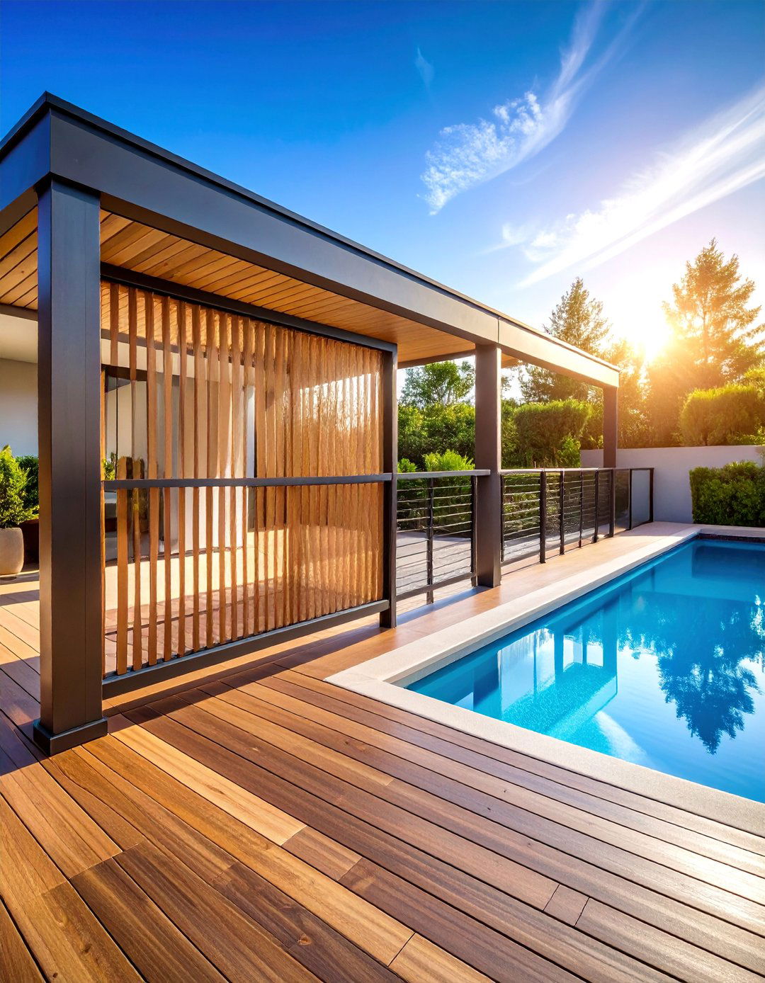 Composite Deck Railing with Privacy Panels - 25 Pool Deck Railing Ideas