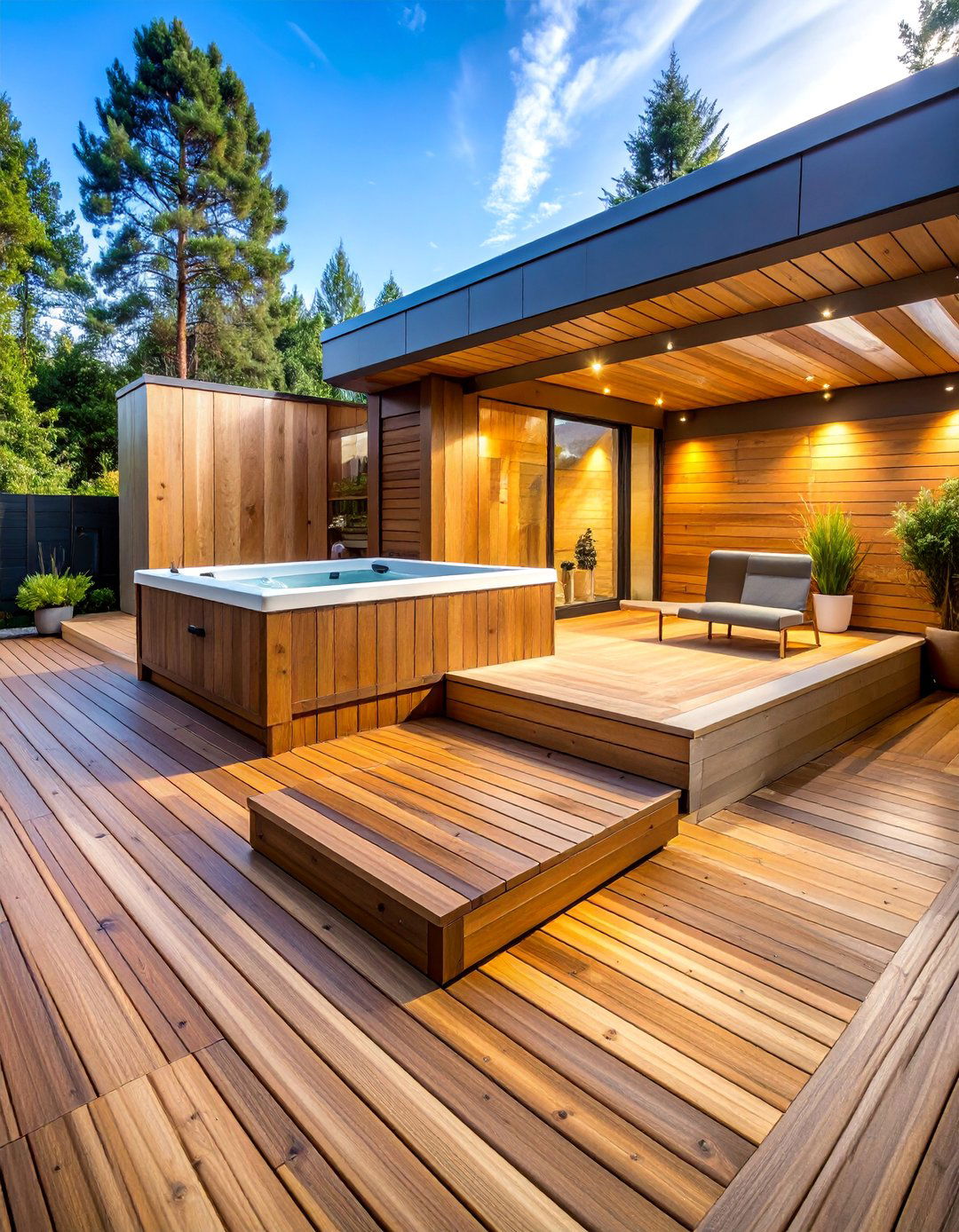 Composite Deck with Integrated Spa and Wellness Zone - 25 Composite Deck Ideas