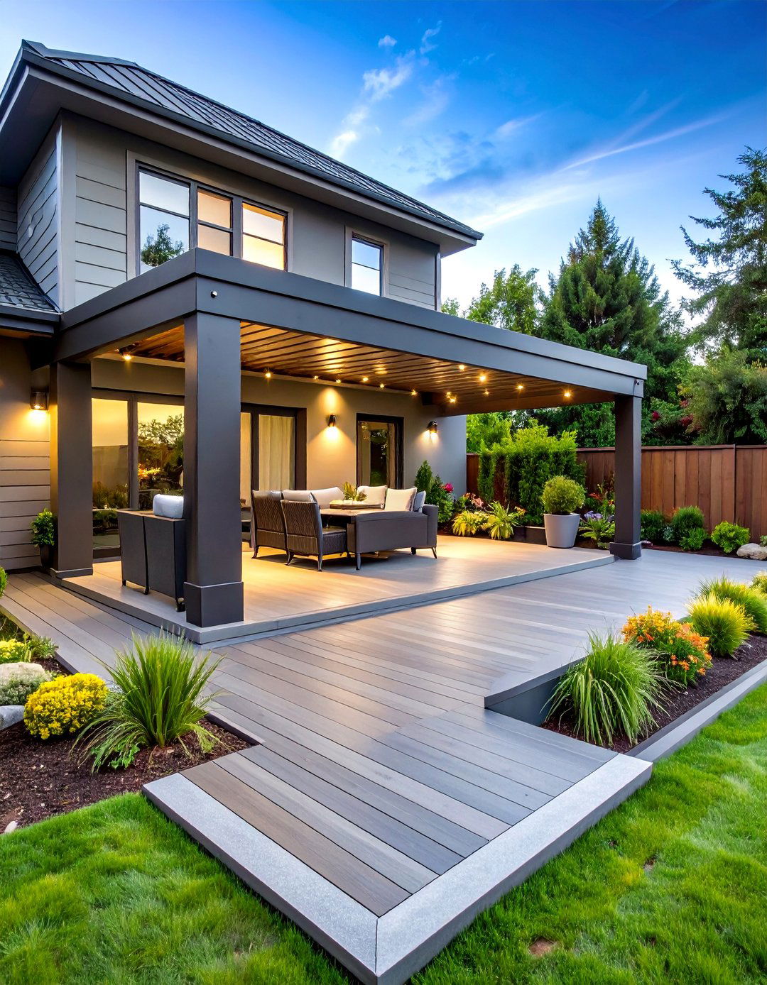 Composite Deck with Smart Pergola and Automation Systems - 25 Composite Deck Ideas