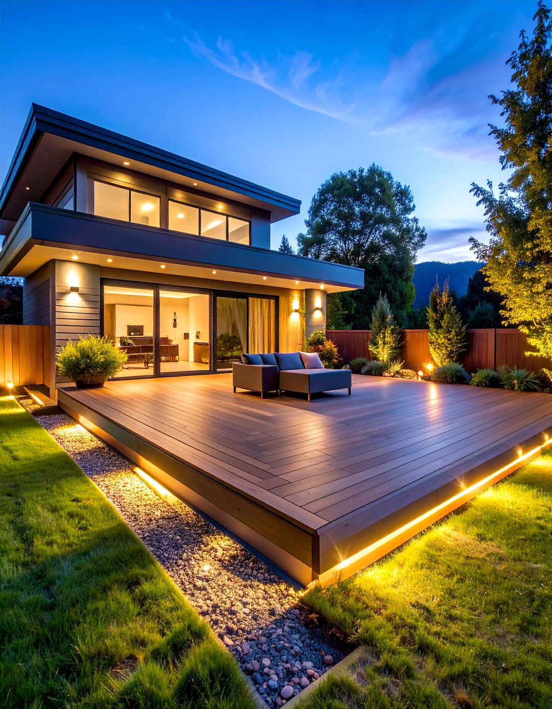 Composite Floating Deck with Integrated Lighting - 25 Floating Deck Ideas