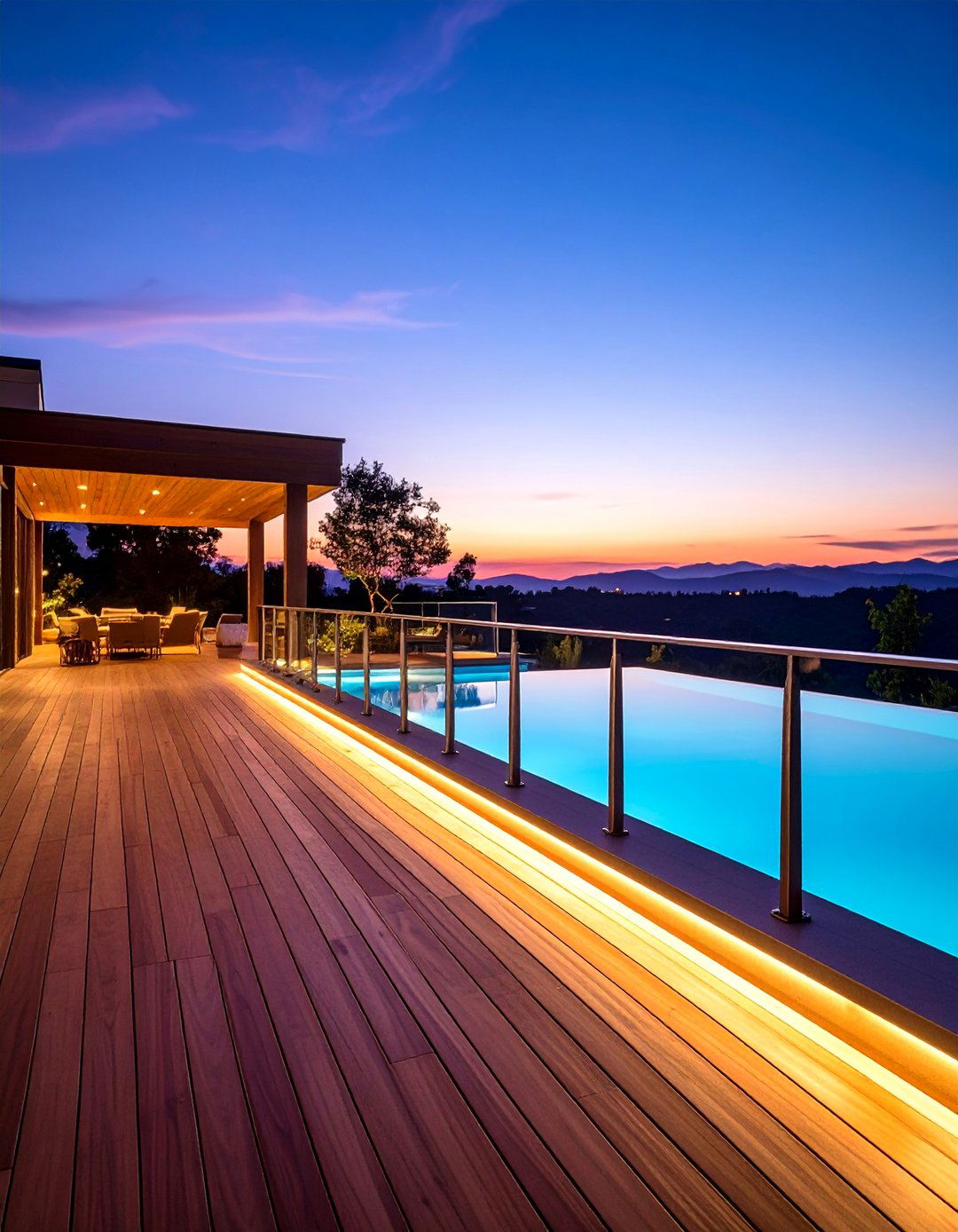 Composite Pool Deck Railing with Integrated Lighting - 25 Pool Deck Railing Ideas
