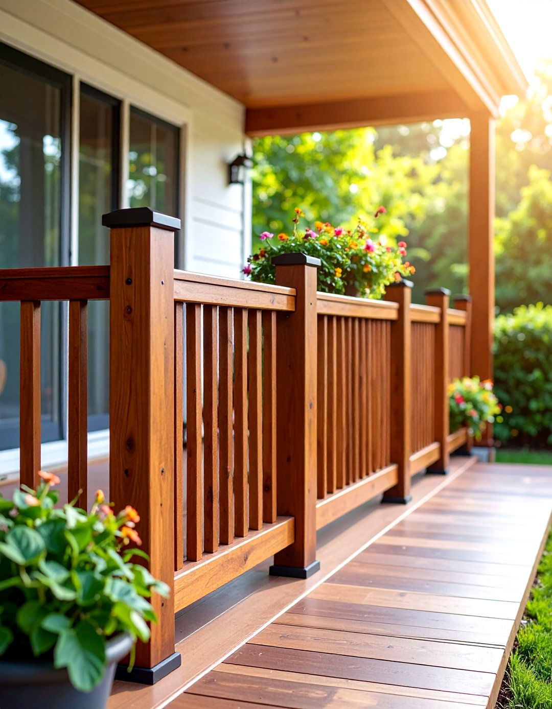 Composite Porch Railing with Mixed Materials - 25 Porch Railing Ideas