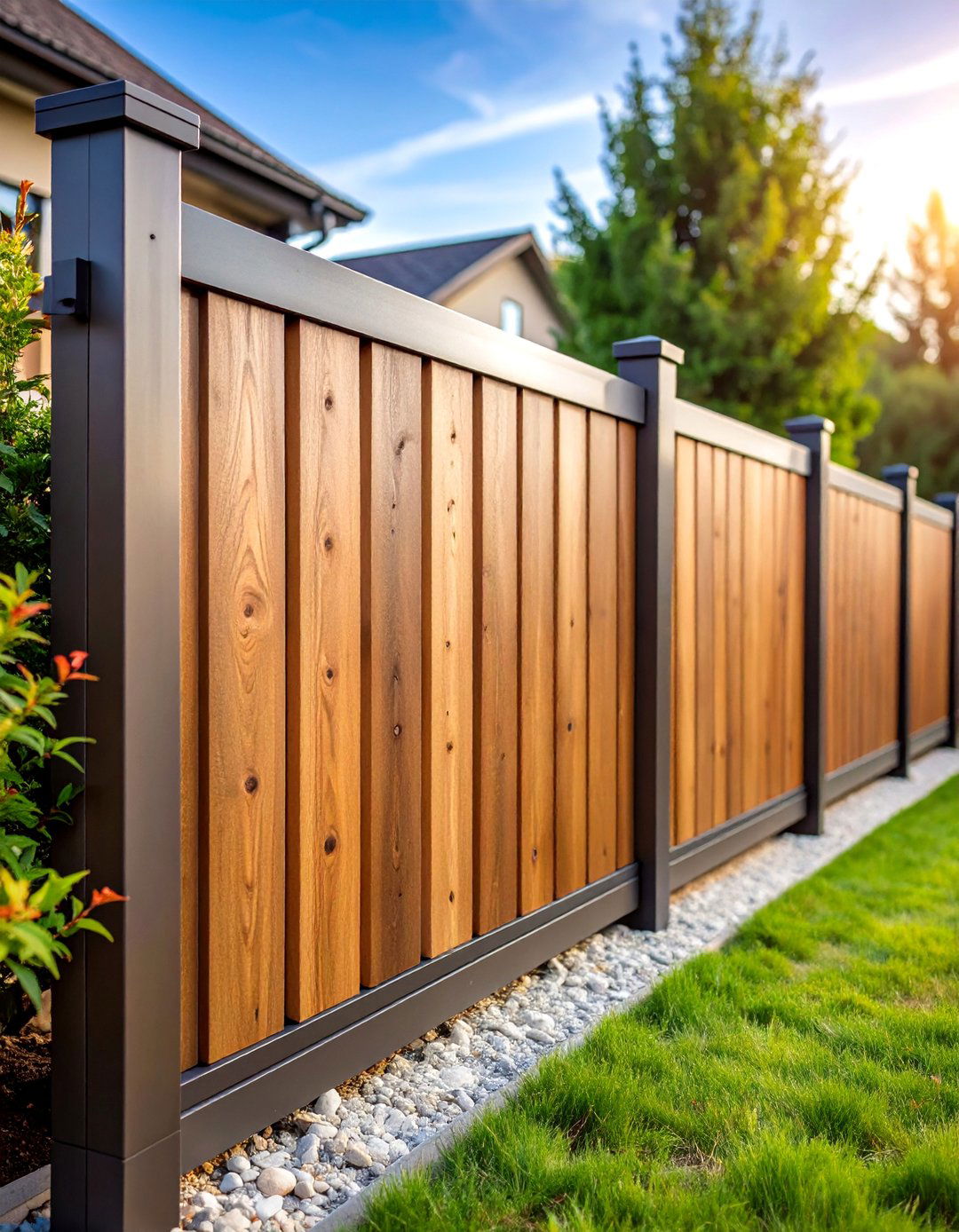 Composite Privacy Fence with Low Maintenance - 25 Front Yard Fence Ideas