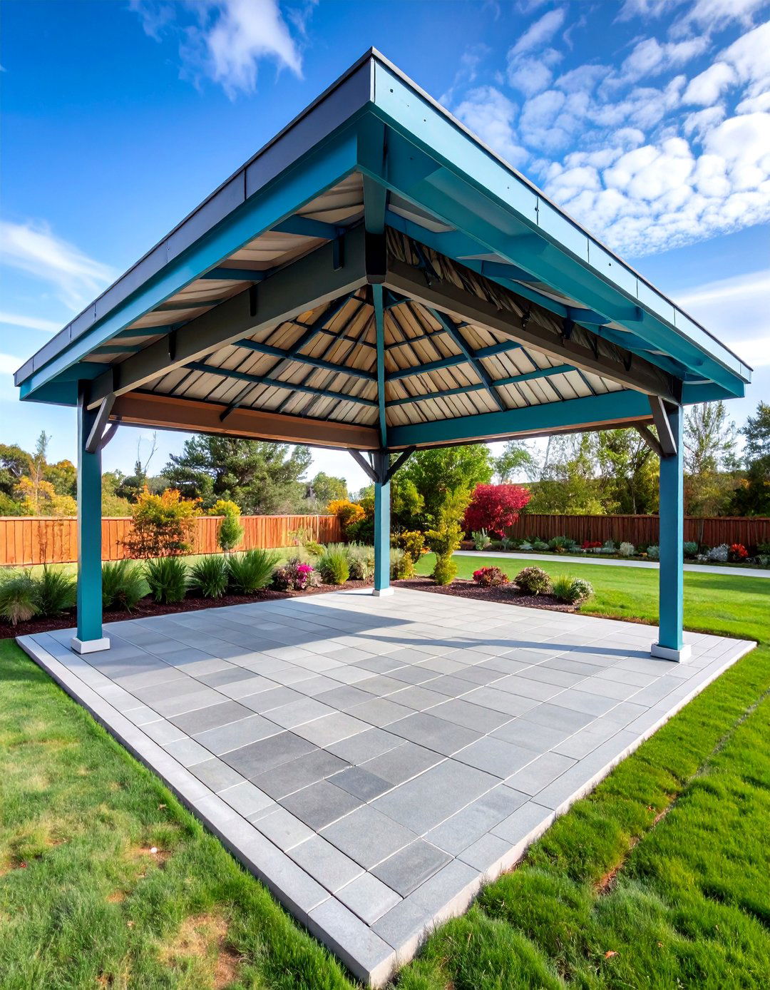 Composite Tiles with Metallic Accents - 25 Gazebo Floor Ideas