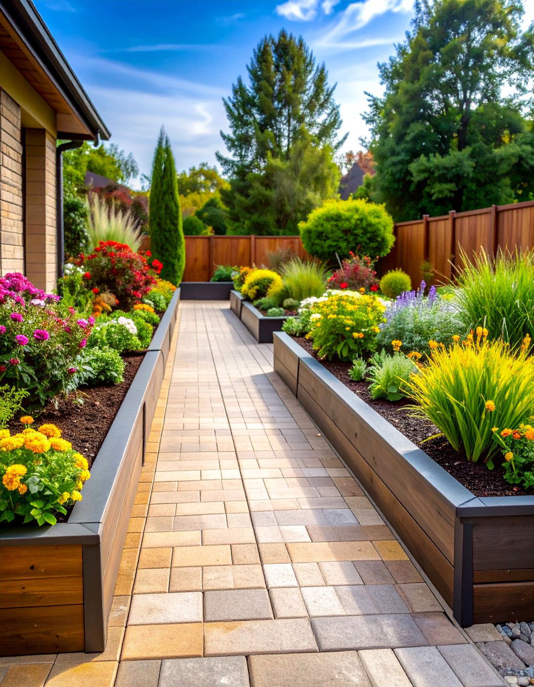 Composite Walkway with Integrated Planters - 25 Composite Walkway Ideas
